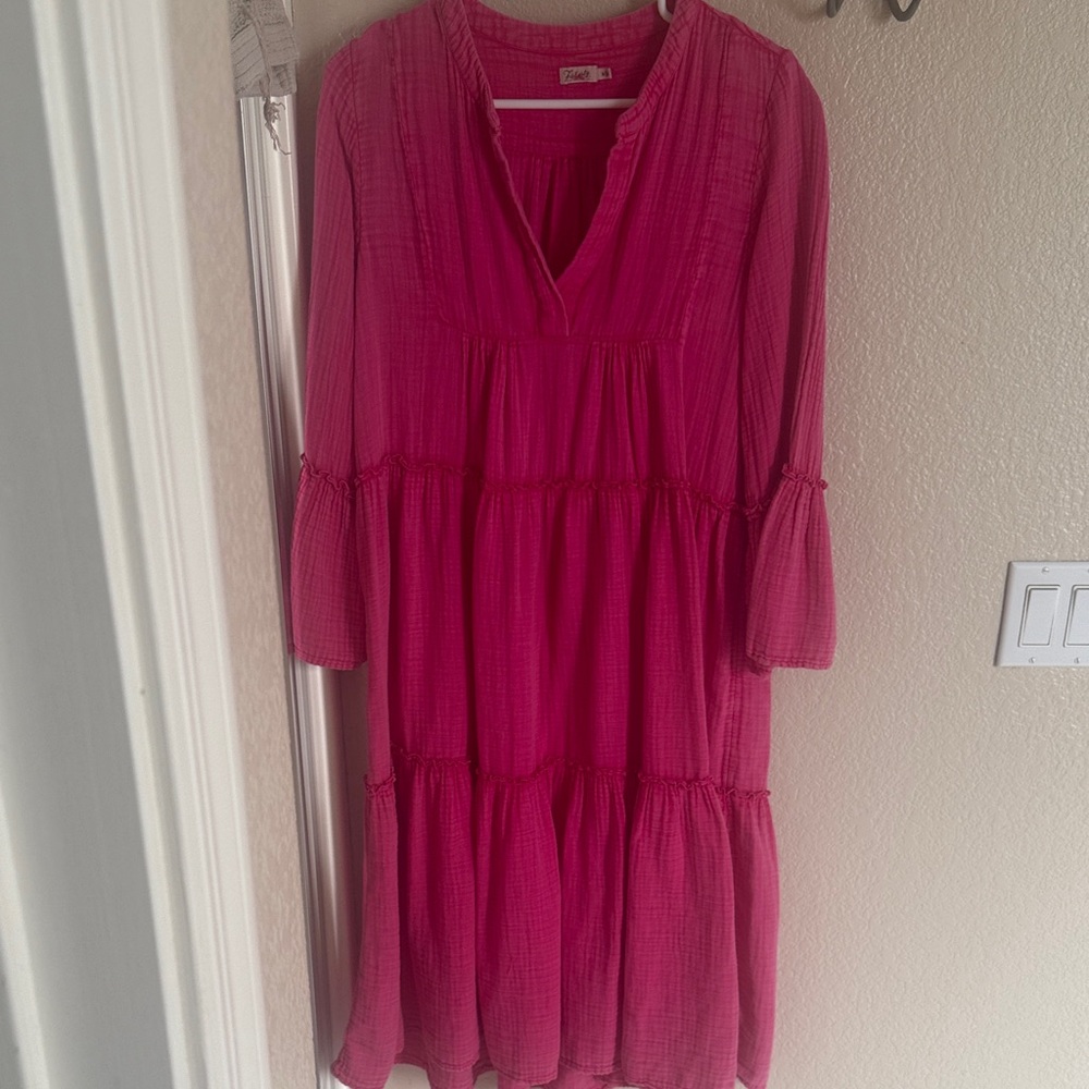 Faherty Fuchsia Long Sleeve Dress
